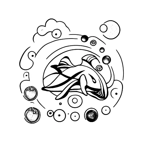 A minimalist tattoo of an orca swimming in the ocean within a 2cm strip tattoo design idea