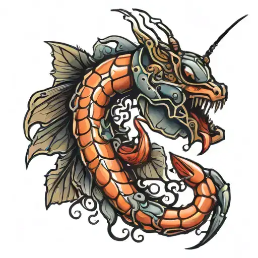 military as medical a shrimp drawing tattoo design idea