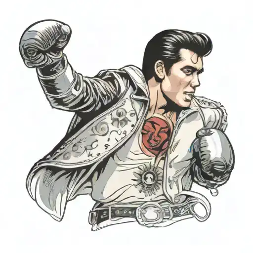 Elvis Presley and boxing gloves   tattoo design idea