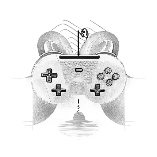 A gaming controller intertwined with musical notes tattoo design idea