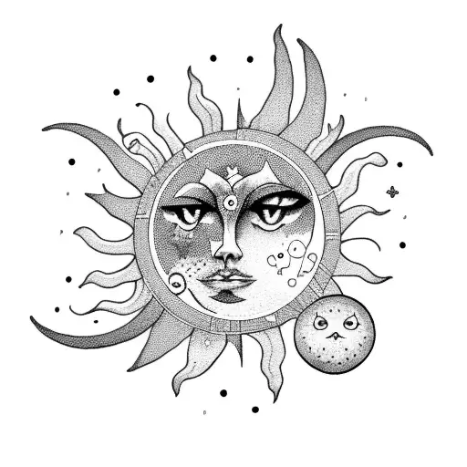 Sun and Moon tattoo design idea
