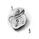music note with a guitar  tattoo design idea