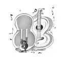 music note with a guitar  tattoo design idea