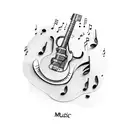 music note with a guitar  tattoo design idea