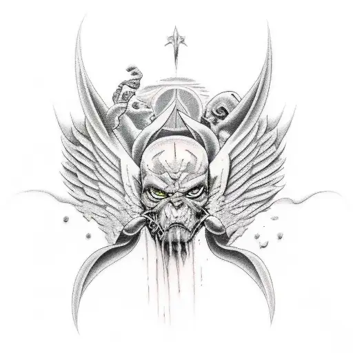 angel fight devil tattoo design idea