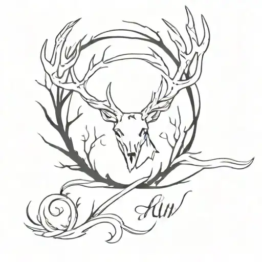 Deer antler MLW spelled tattoo design idea