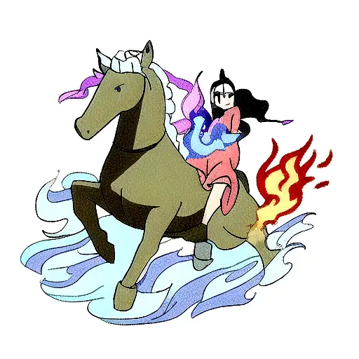 water horse and fire ox tattoo design idea