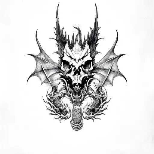 Skull Dragon Tattoo Design