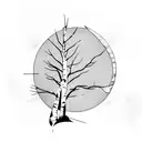 birch tree and two musket guns inside a black frame tattoo design idea