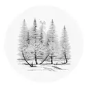 birch tree and two musket guns inside a black frame tattoo design idea