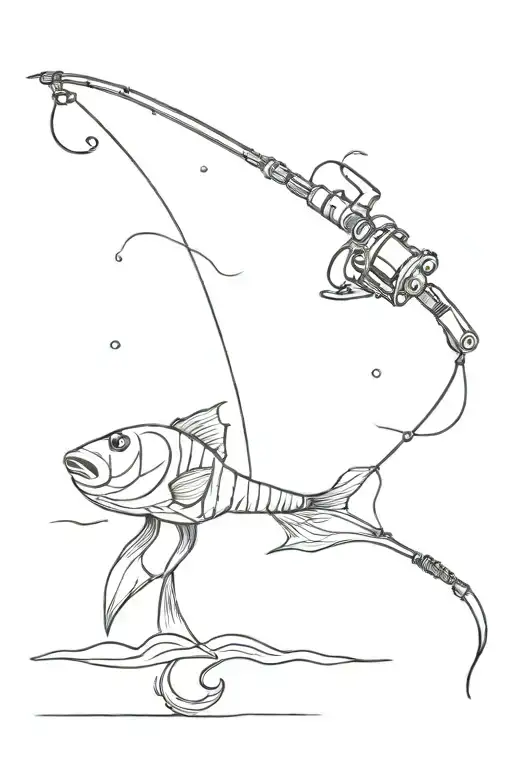 fishing rod tattoo design idea