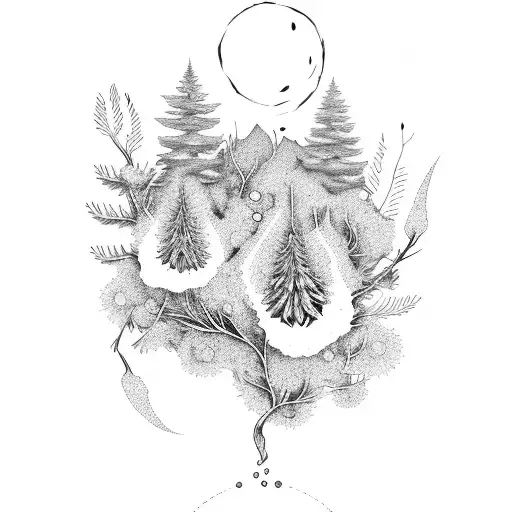 heather flowers and spruce branches tattoo design idea