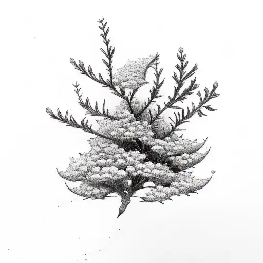 heather flowers and spruce branches tattoo design idea