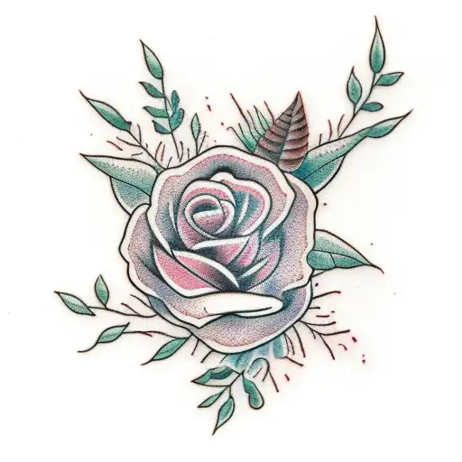 heather flowers and spruce branches tattoo design idea