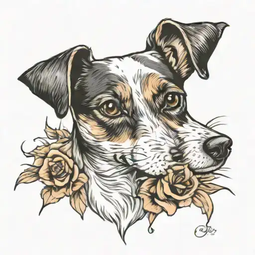 jack russel black and white tattoo design idea