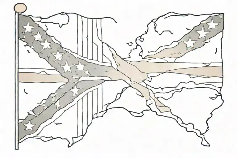 rebel flag mixed with american flag ripped skin tattoo design idea