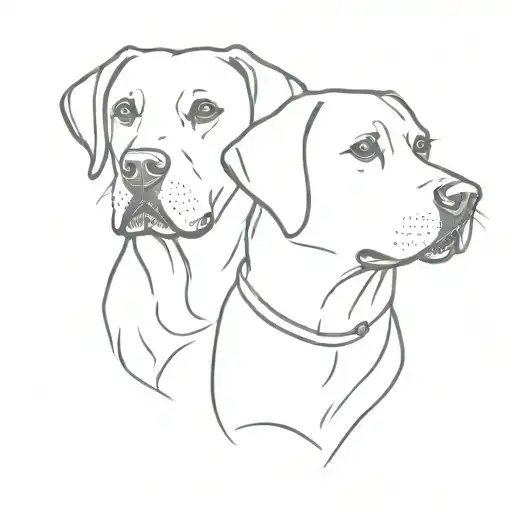 two Labrador dogs face tattoo design idea