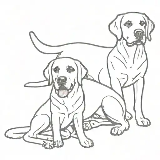 mother Labrador with daughter Labrador retriever tattoo design idea
