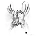 A symbolic handshake between two god-like brothers tattoo design idea