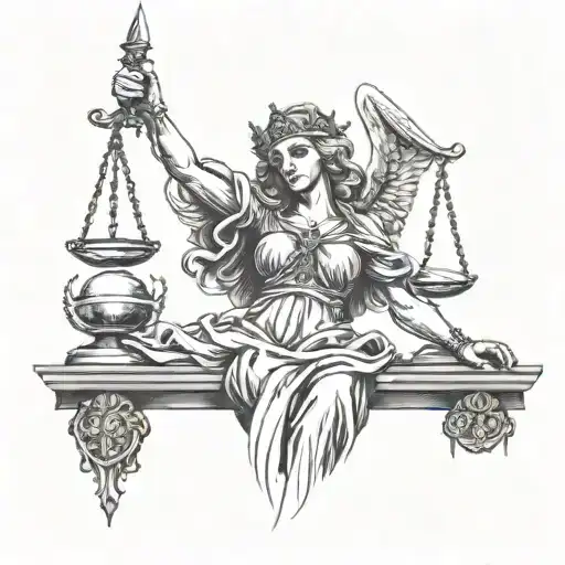 lady justice angel undead tattoo design idea