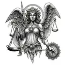 lady justice angel undead tattoo design idea