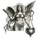 lady justice angel undead tattoo design idea