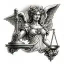 lady justice angel undead tattoo design idea