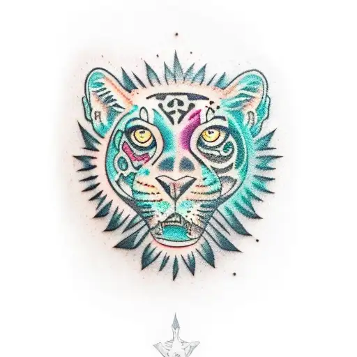 black jaguar face tattoo design idea