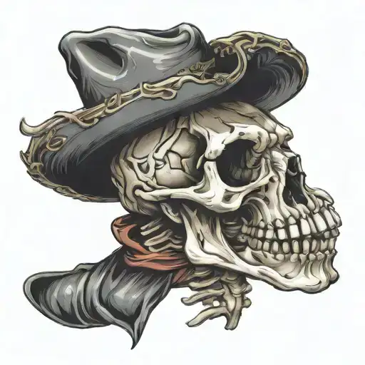 cattle horn skeleton cowboy tattoo design idea