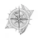 paraglider , compass tattoo design idea