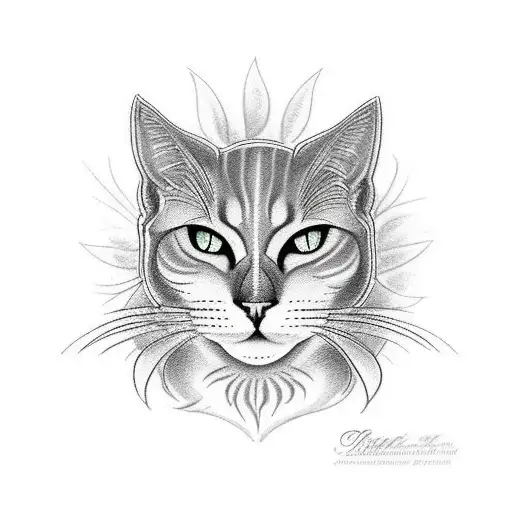 chat noir avec sabre tattoo design idea