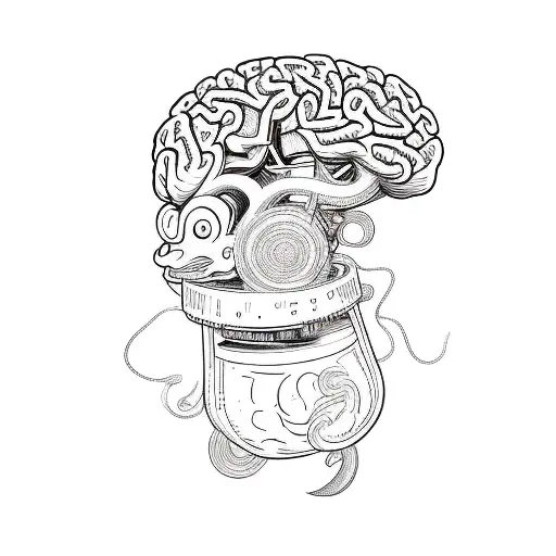 a cartoon character with a brain tattoo design idea