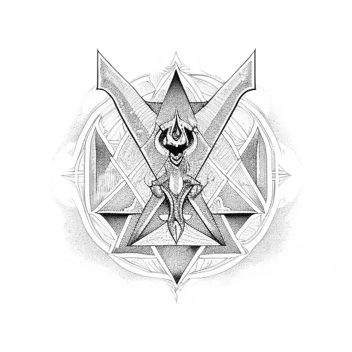 Triangle with a bottomless ocean and Baphomet tattoo design idea
