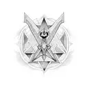 Triangle with a bottomless ocean and Baphomet tattoo design idea