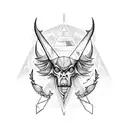 Triangle with a bottomless ocean and Baphomet tattoo design idea