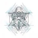 Triangle with a bottomless ocean and Baphomet tattoo design idea