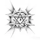 Triangle with a bottomless ocean and Baphomet tattoo design idea