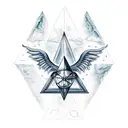 Triangle with a bottomless ocean and Baphomet tattoo design idea