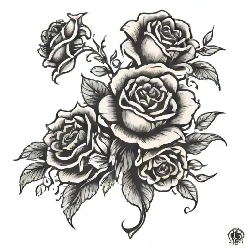 flowere boquet with 3 roses  tattoo design idea