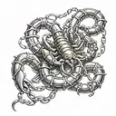 scorpion tied with chain links tattoo design idea