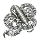 scorpion tied with chain links tattoo design idea