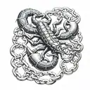 scorpion tied with chain links tattoo design idea