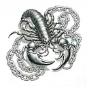 scorpion tied with chain links tattoo design idea