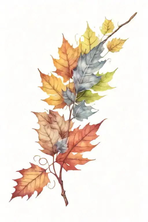 silver fern and maple leaf intertwined tattoo design idea