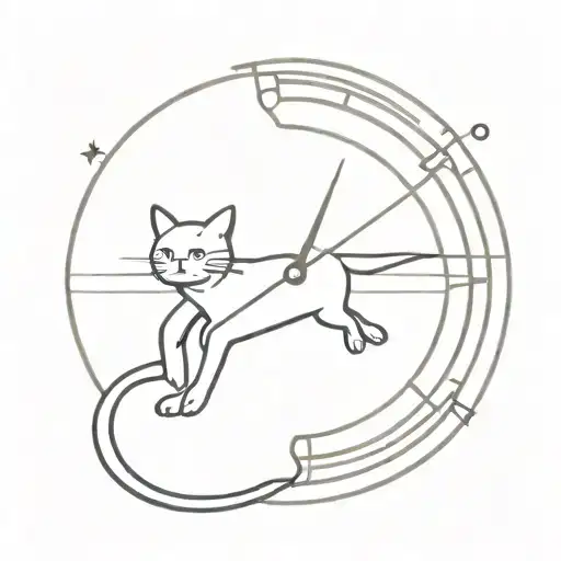 Schrodingers cat and einsteins theory of relativity and time with speed of light tattoo design idea