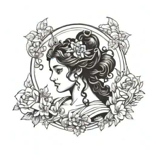 A modern interpretation of Hestia as a Greek goddess tattoo design idea