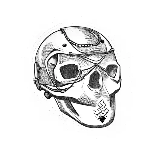 motocross helmet with skull and chains tattoo design idea