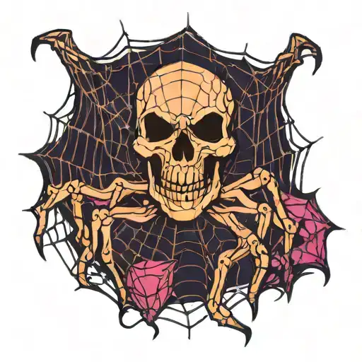 spider web with skull on knee ander tattoo design idea