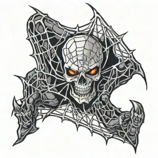 spider web with skull on knee ander tattoo design idea