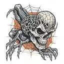 spider web with skull on knee ander tattoo design idea